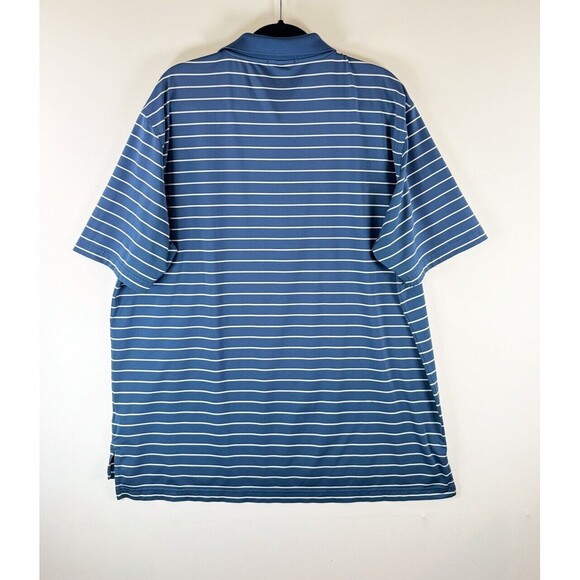 Peter Millar Men Polo Shirt Blue Stripe Performance Short Sleeve Golf Stretch XL - Picture 2 of 7